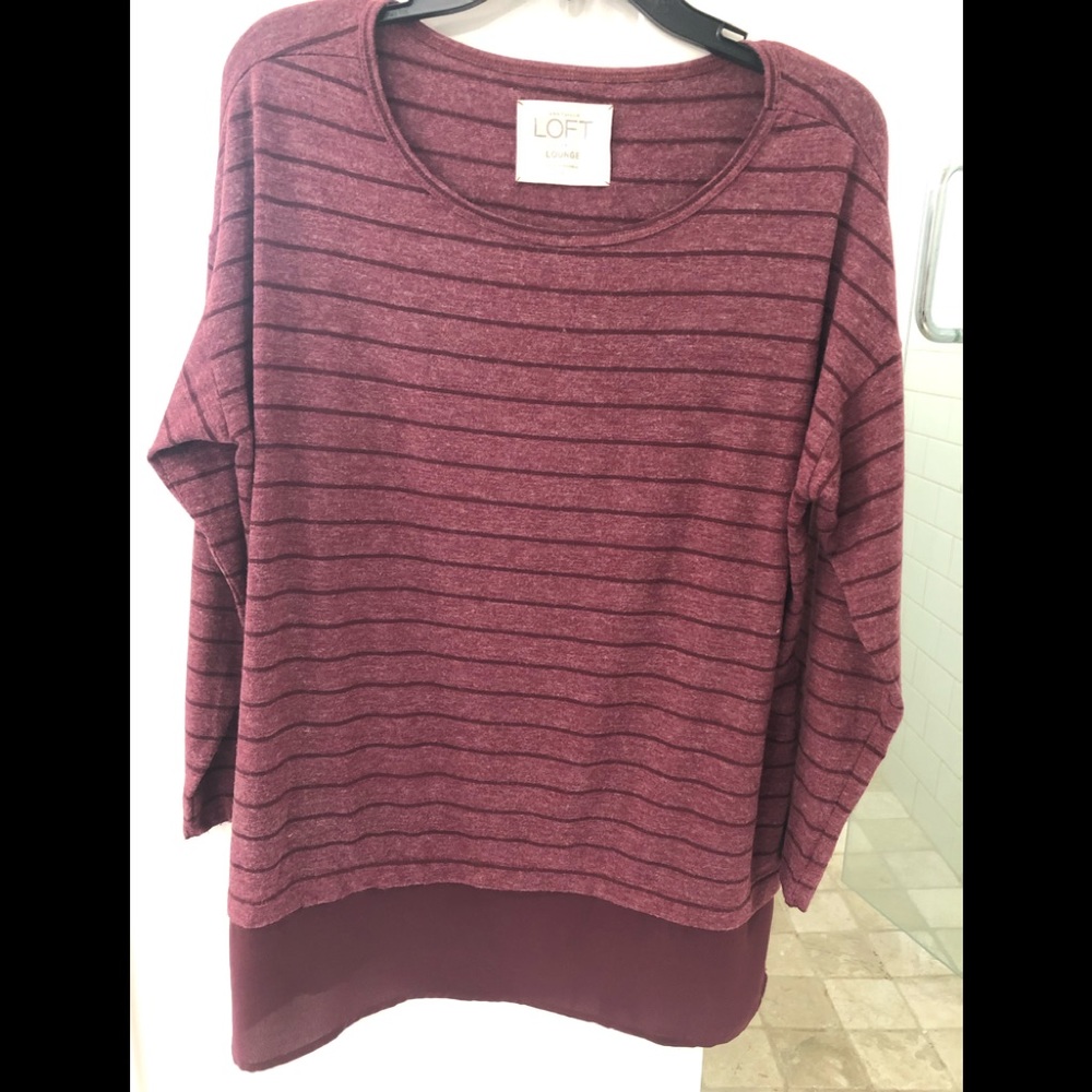 LOFT Lounge top mixed media XL in Maroon